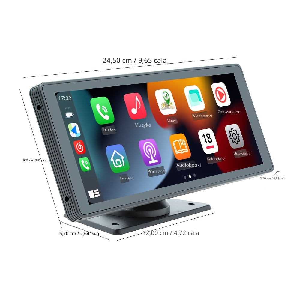 Przenośny radioodtwarzacz samochodowy HD z ekranem 10.25 cala (26.06 cm), funkcjami Android Auto, Screen Mirroring, Bluetooth, USB, TF oraz obsługą kamery cofania