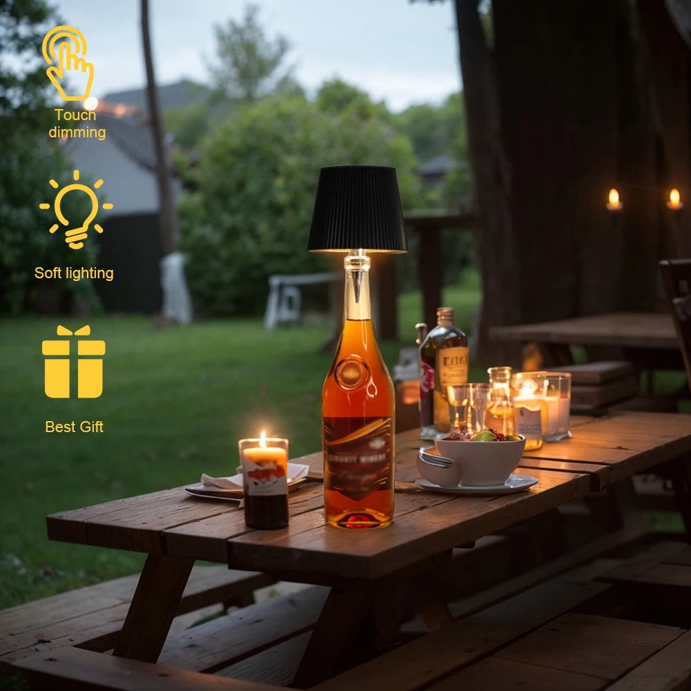 Ładowana, bezprzewodowa lampka dekoracyjna RGB (wielokolorowa) na butelkę wina – nastrojowe oświetlenie do sypialni, restauracji i baru