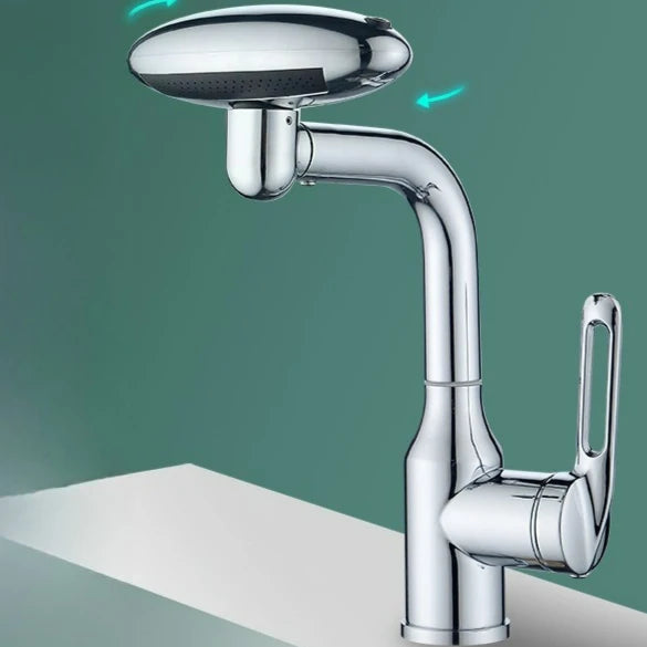 Wielofunkcyjna bateria umywalkowa z efektem wodospadu, 4 tryby strumienia, obrotowa 360°, mieszacz ciepłej i zimnej wody, stal nierdzewna, kran do umywalki.