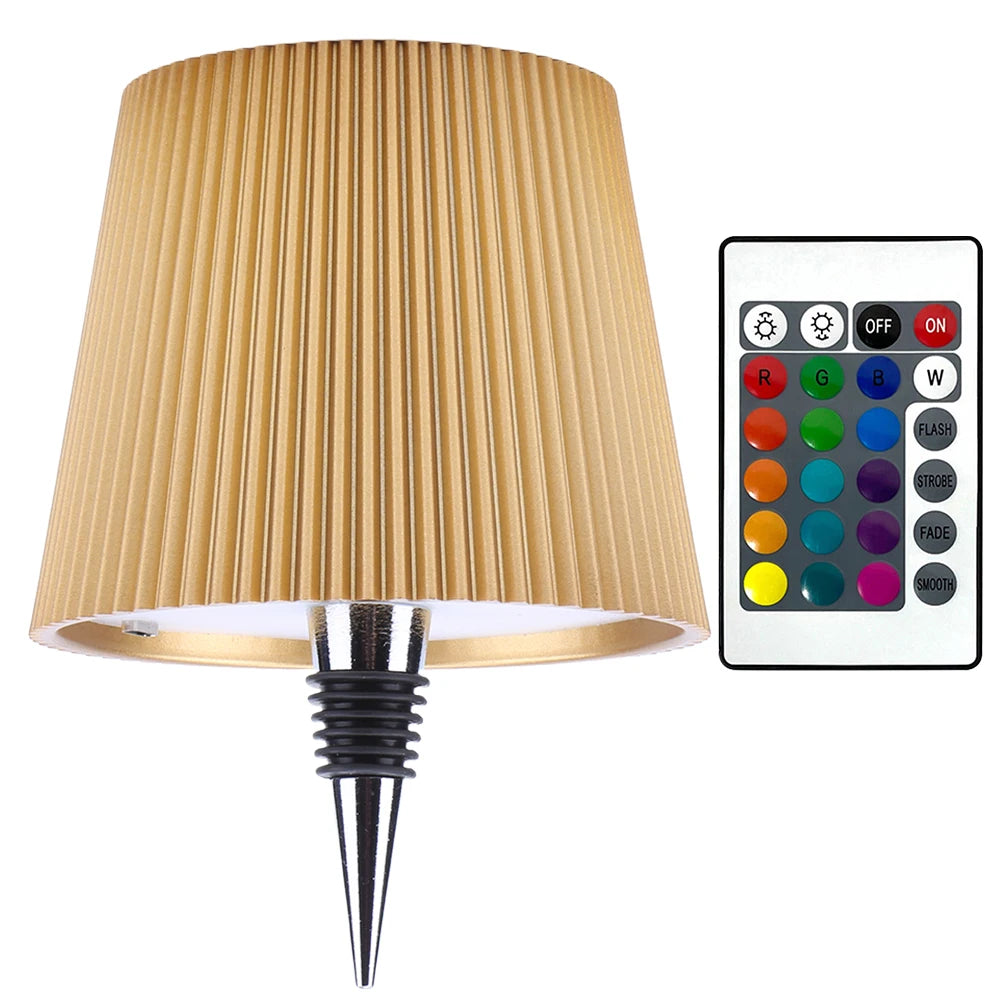 Ładowana, bezprzewodowa lampka dekoracyjna RGB (wielokolorowa) na butelkę wina – nastrojowe oświetlenie do sypialni, restauracji i baru