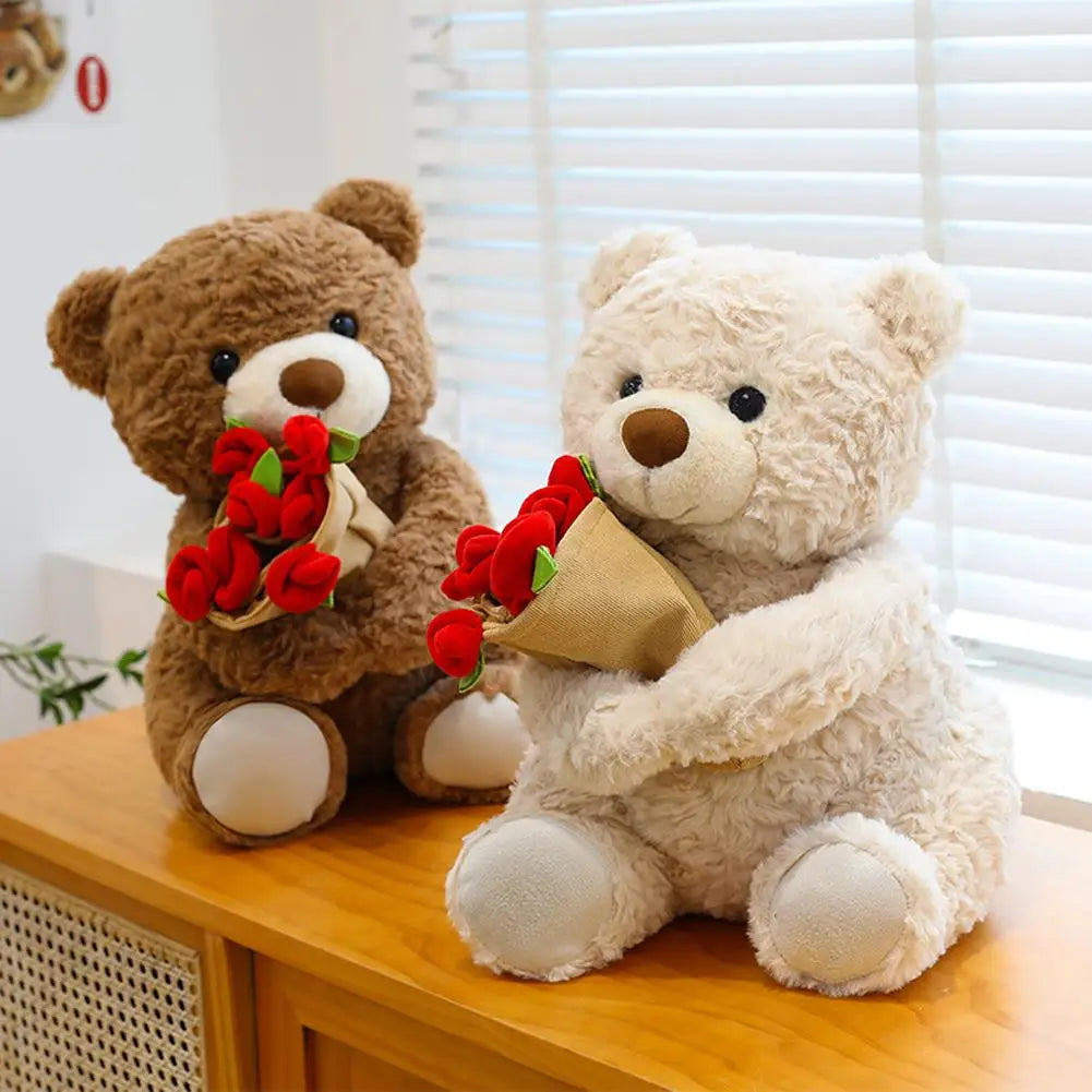 Pluszowy Miś "Rose Love" z Bukietem Róż – Romantyczny Prezent