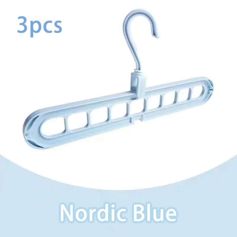 3 sztuki plastikowych, składanych wieszaków z 9 otworami, wytrzymałe wieszaki–organizery na ubrania oszczędzające miejsce, do pokoju, szafy, garderoby i domu.