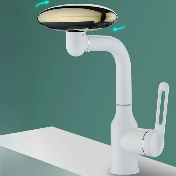 Wielofunkcyjna bateria umywalkowa z efektem wodospadu, 4 tryby strumienia, obrotowa 360°, mieszacz ciepłej i zimnej wody, stal nierdzewna, kran do umywalki.